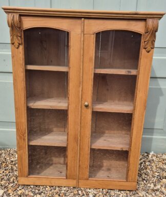 Antique Pine Glazed Cabinet / Bookcase (YZ)